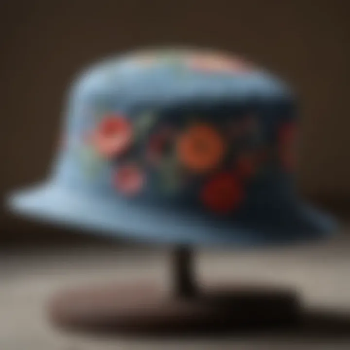 Vintage Floral Embroidered Bucket Cap