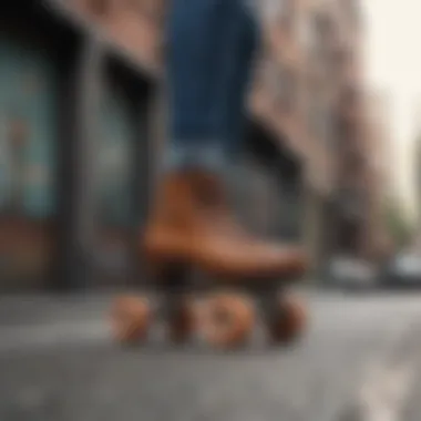 Moxi Skates in an Urban Setting Moxi skates set against a trendy urban backdrop