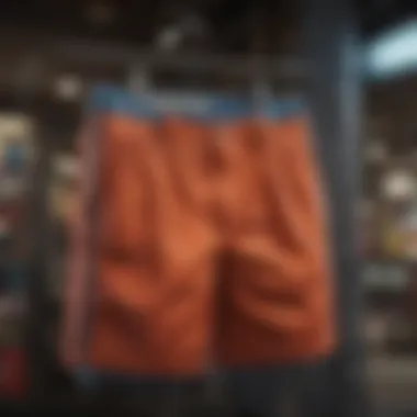 Colorful shorts hanging on a creative display