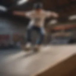 Skateboarder performing a trick at Woodward Skate Camp