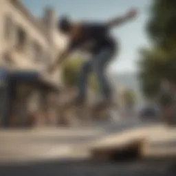 Skateboarder performing a gravity-defying trick