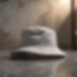 Fashionable XXL bucket hat on marble background