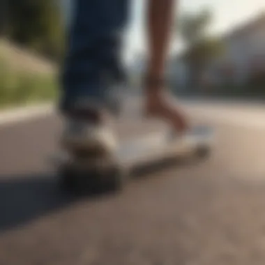 Young Skateboarder with Cow Print Grip Tape