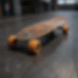 Close-up view of a Zazzle skateboard showcasing its unique design and graphics