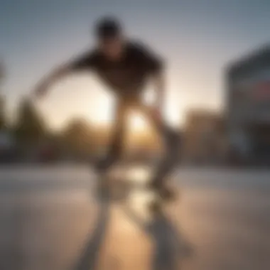 Skater performing tricks on a Zazzle skateboard at a skate park