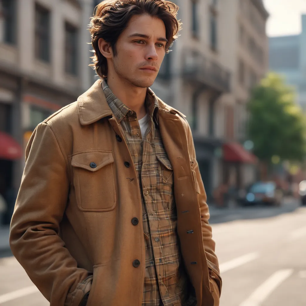 Relaxed Long Sleeve Shirt Tan Plaid
